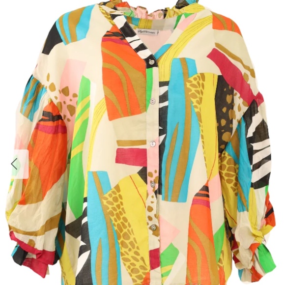 NWT, Fate, Abstract Print Bubble Sleeve Blouse - Multi, Sz 1x - Picture 4 of 8